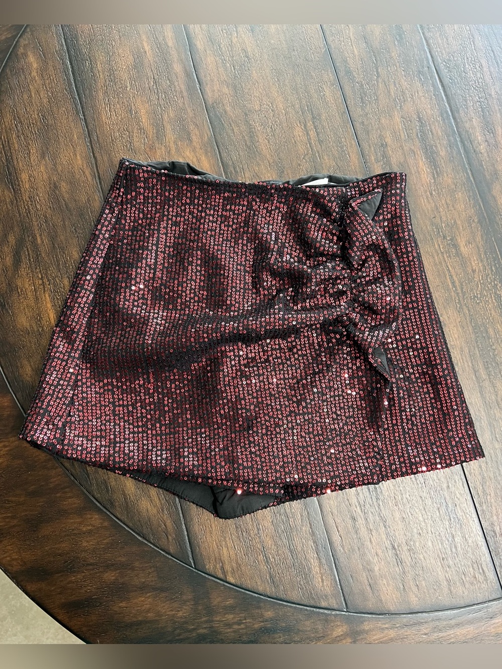Anthropologie Red Metallic High Waisted Shorts Sequined Party Holiday Size Med